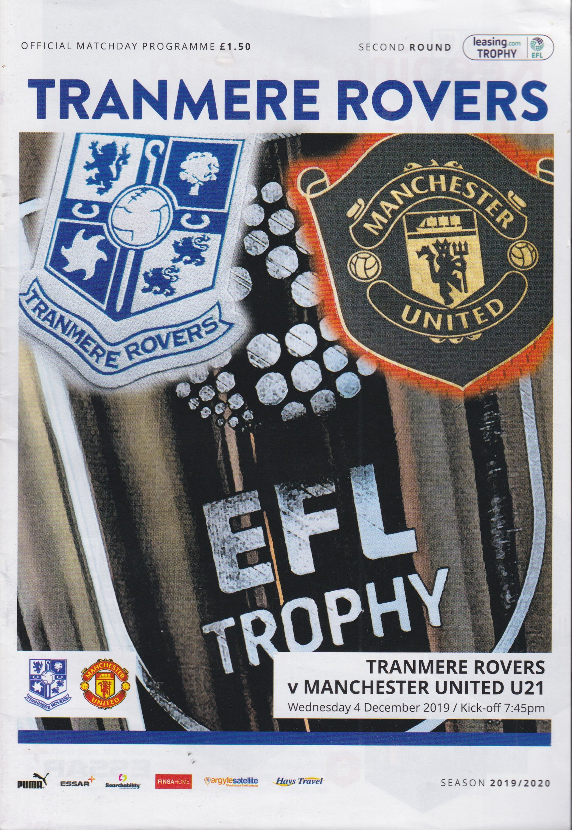 Tranmere Rovers v Manchester United U21 match programme